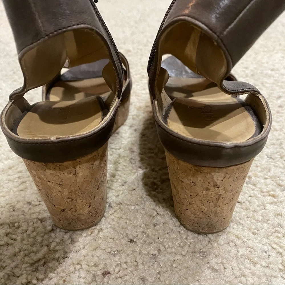 Coclico Mosaic Cork Wedge Sandals Size 38 / 7.5 Brown